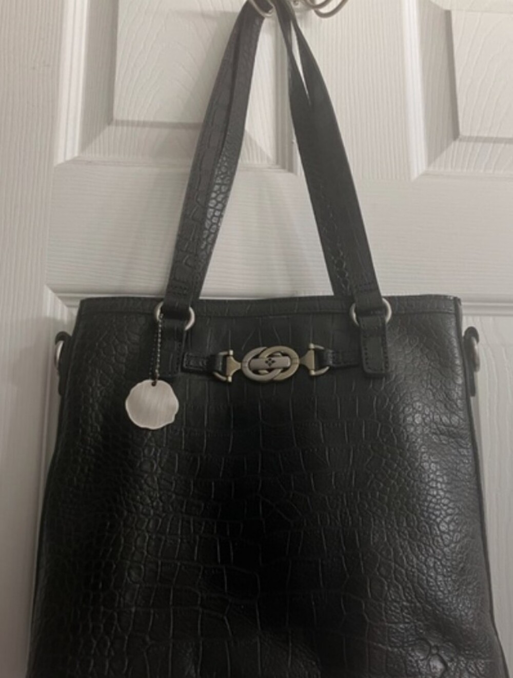Patricia Nash Black Croc-Embossed Leather Crossbody Tote